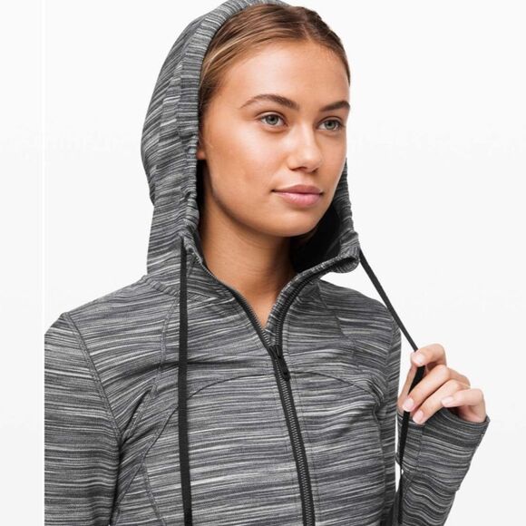 Lululemon Women’s‎ 6 Hoodie Define Jacket Heathered Black White Full Zip Sporty - Picture 5 of 16